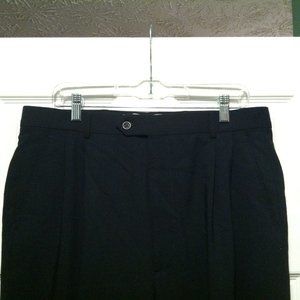 JOSEPH & FEISS MEN'S NEW BLACK 100%WOOL PLEATED DRESS PANTS SIZE: 34/UNHEMMED